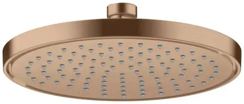 Große, runde Kopfbrause mit mehreren Düsen, in gebürstetem Rotgold-Finish, hergestellt von AXOR. Ideal für eine luxuriöse Dusch-Umgebung.
